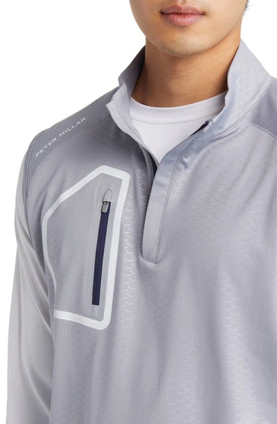 Shop Peter Millar Forge Arrow Performance Quarter Zip Vest In Gale Grey