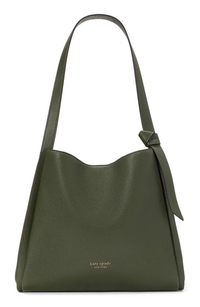 Shop Kate Spade Knott Large Leather Shoulder Bag In Bonsai Tree