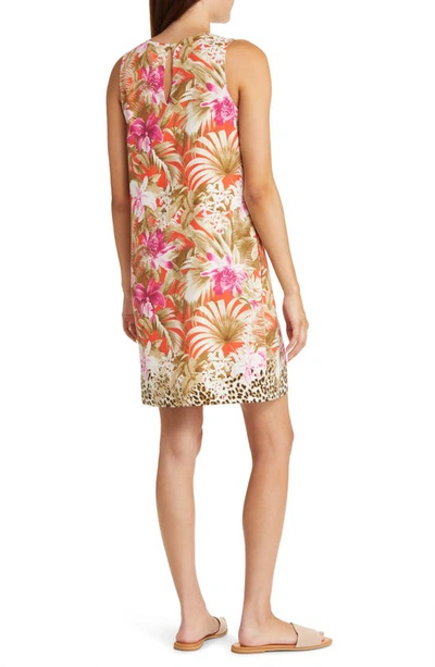 Shop Tommy Bahama Paradise Perfect Floral Sleeveless Silk Shift Dress In Orange Flame