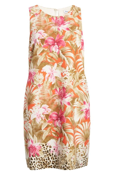 Shop Tommy Bahama Paradise Perfect Floral Sleeveless Silk Shift Dress In Orange Flame