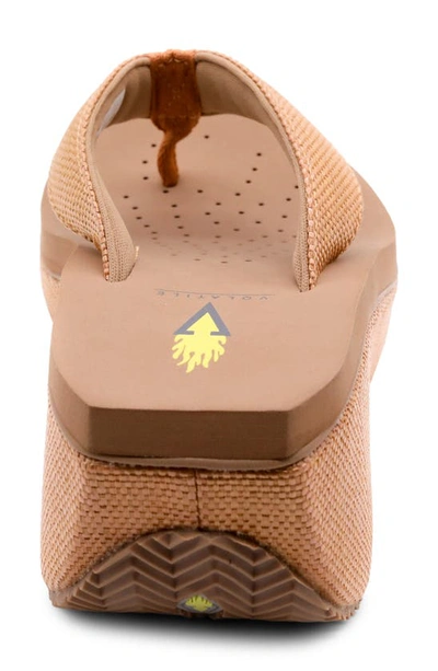 Volatile Bahama Platform Wedge Flip Flop In Tan Woven