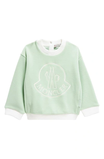 Shop Moncler Kids' Embroidered Logo Fleece Sweatshirt In Green