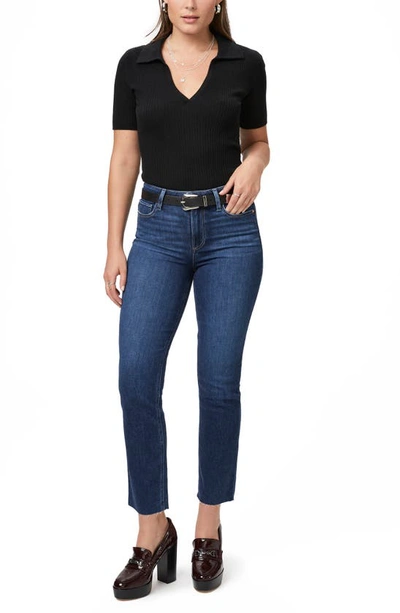 Shop Paige Cindy Raw Hem High Waist Straight Leg Jeans In Devoted