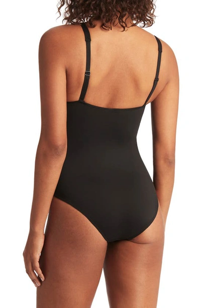 Sea Level Twist Front Multifit One-piece Swimsuit In Black