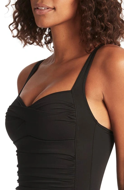 Sea Level Twist Front Multifit One-piece Swimsuit In Black