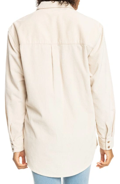 Shop Roxy Let It Go Cotton Corduroy Button-up Shirt In Tapioca