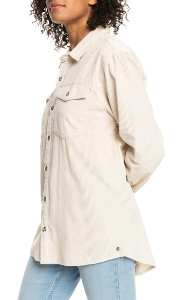 Roxy Let It Go Cotton Corduroy Button-up Shirt In Tapioca