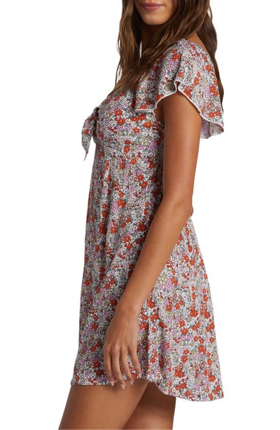 Shop Roxy Ocean View Floral Flutter Sleeve Dress In Tiger Lily Autumn Ditsy