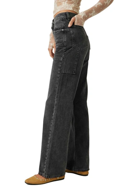 Shop Free People Tinsley Baggy High Rise Jeans In Blow Out Black
