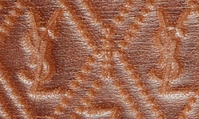 Shop Saint Laurent Embossed Monogram Leather Belt In Burnt Nut