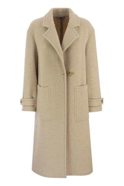 Shop Fay Wool Coat With Hook In Cream