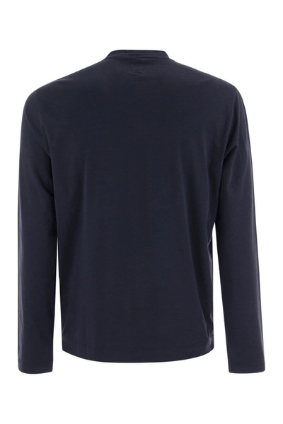 Shop Fedeli Extreme - Crew-neck T-shirt With Long Sleeves In Blue