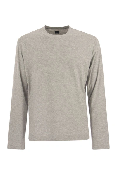 Shop Fedeli Extreme - Crew-neck T-shirt With Long Sleeves In Grey