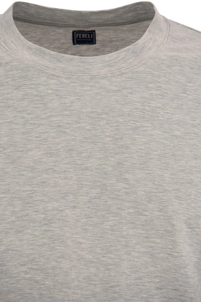 Shop Fedeli Extreme - Crew-neck T-shirt With Long Sleeves In Grey