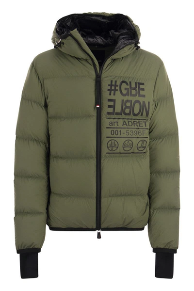 Shop Moncler Grenoble Adret - Short Down Jacket With Hood In Olive Green