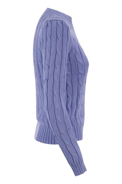 Shop Polo Ralph Lauren Slim-fit Cable Knit In Blue