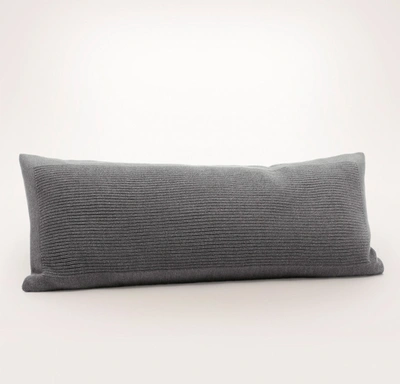 Shop Boll & Branch Organic Ribbed Knit Pillow Cover (lumbar) In Heathered Stone