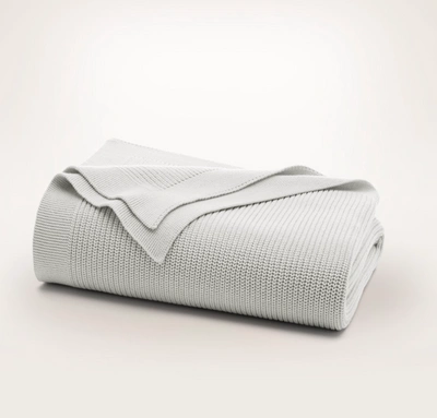 Shop Boll & Branch Organic Ribbed Knit Throw Blanket In Mist