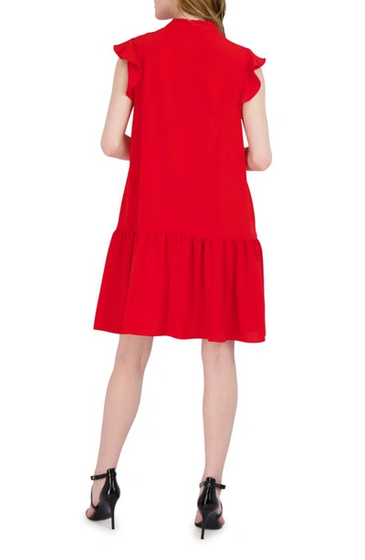 Shop Julia Jordan Flutter Sleeve Button Front Shift Dress In Red