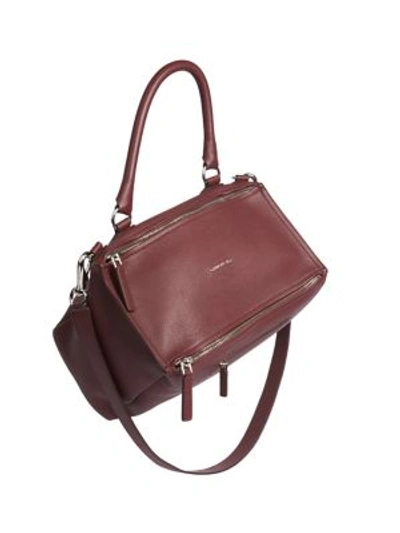 Shop Givenchy Pandora Medium Leather Shoulder Bag In Oxblood Red