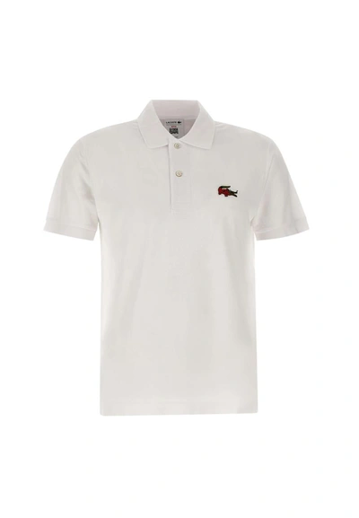 Shop Lacoste "netflix La Casa De Papel" Cotton Polo Shirt In White