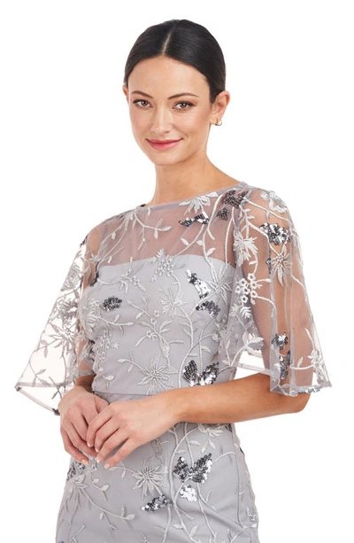 Js Collections Daphne Embroidered Sequin Column Gown In Silver