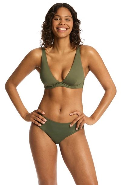 Sea Level Mid Bikini Bottoms In Khaki