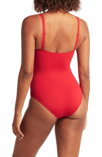 Shop Sea Level Cross Front One-piece Swimsuit In Red