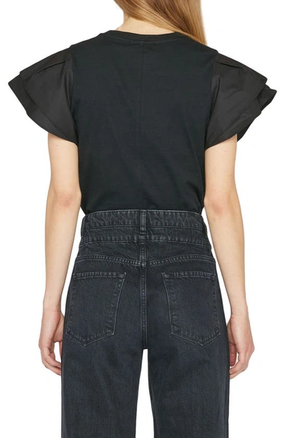 Shop Frame Flutter Sleeve Organic Cotton T-shirt In Noir