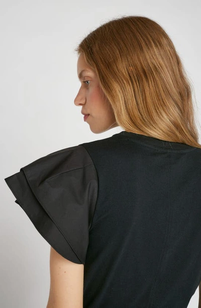 Shop Frame Flutter Sleeve Organic Cotton T-shirt In Noir