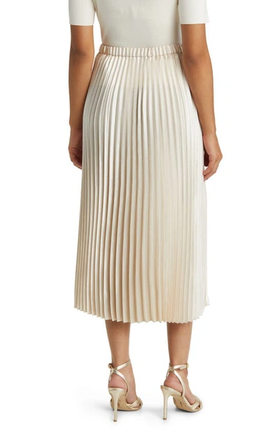 Shop Anne Klein Pleated Satin Skirt In Anne White