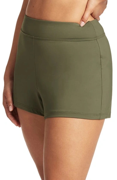 Shop Sea Level Swim Shorts In Khaki