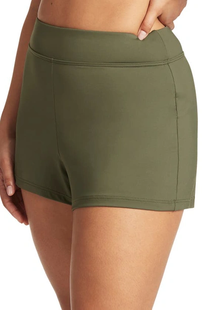 Shop Sea Level Swim Shorts In Khaki