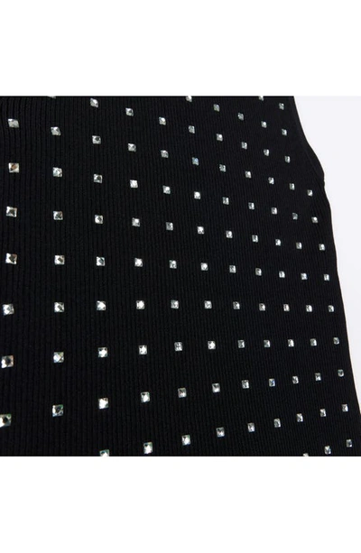 River Island Embellished Sleeveless Rib Sweater In Black