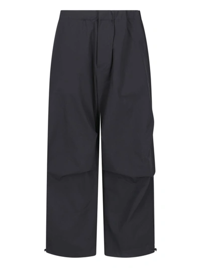 Studio Nicholson Straight Trousers With Elastic Waistband And Drawstring Hem In Black