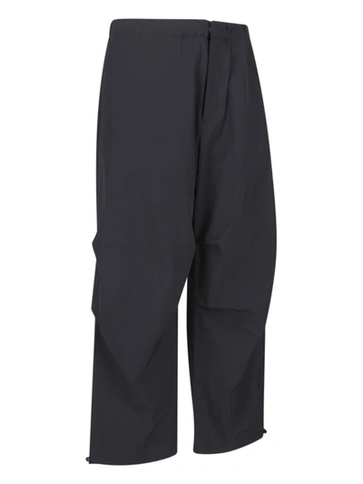 Studio Nicholson Straight Trousers With Elastic Waistband And Drawstring Hem In Black