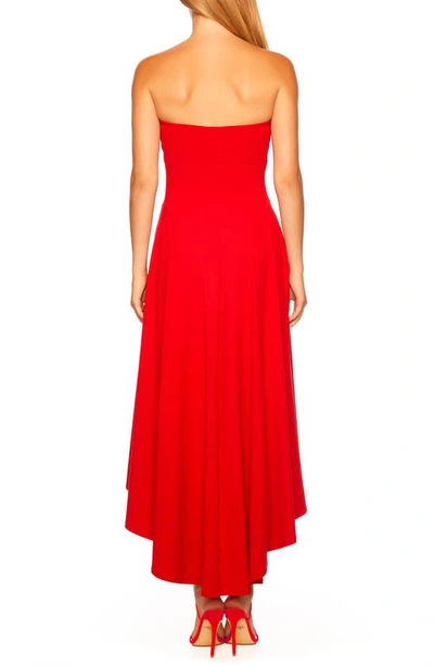 Shop Susana Monaco Strapless High/low Dress In Perfect Red