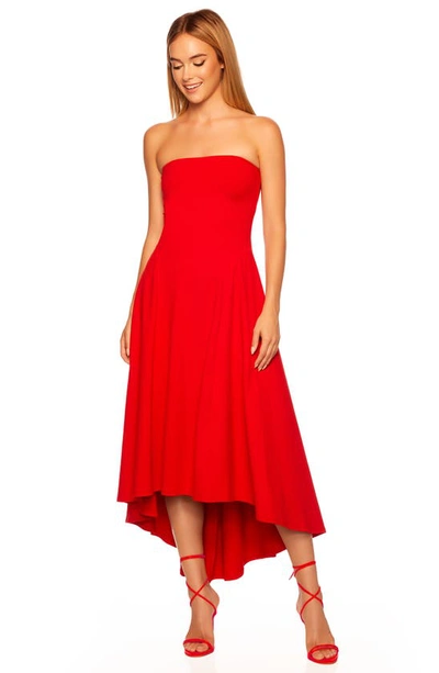 Shop Susana Monaco Strapless High/low Dress In Perfect Red