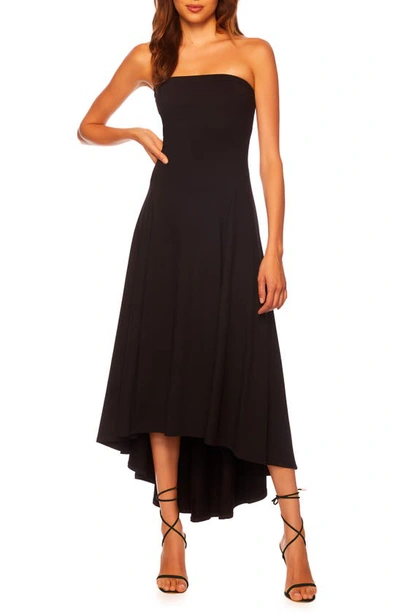 Shop Susana Monaco Strapless High/low Dress In Black