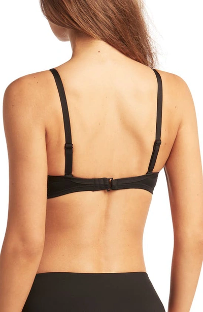 Sea Level Cross Front Molded Underwire Bikini Top In Black