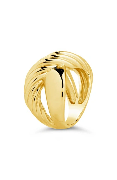 Sterling Forever 14k Plated Myra Cross Ring In Gold