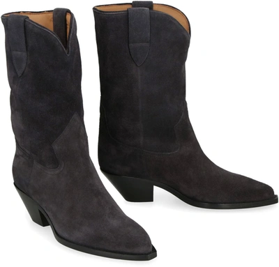 Shop Isabel Marant Dahope Suede Ankle Boots In Black