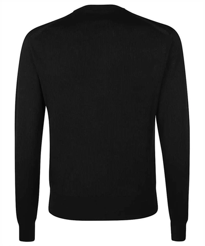 Shop Tom Ford Cotton-silk Blend Crew-neck Sweater In Black