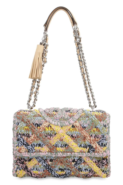 Shop Tory Burch Fleming Raffia Shoulder Bag In Multicolor