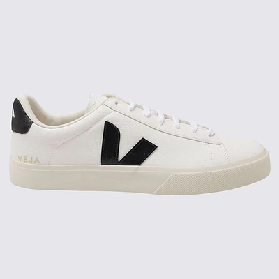 Shop Veja Extra White And Black Faux Leather Campo Sneakers In Extra White Black
