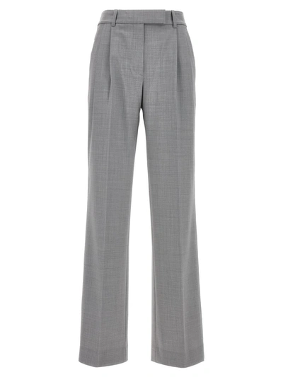 Shop Helmut Lang Wool Pants With Front Pleats In Gray