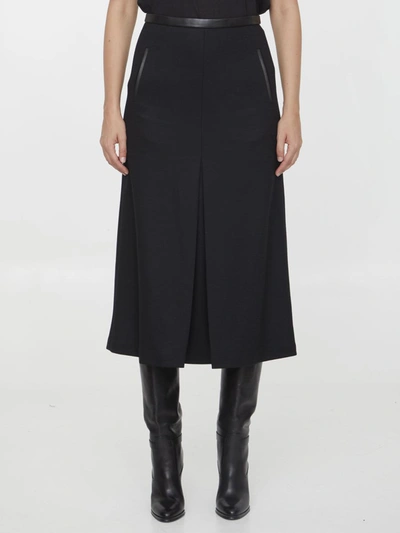 Shop Saint Laurent Midi Skirt In Wool In Black