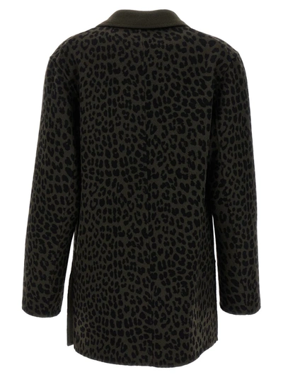 Shop P.a.r.o.s.h . Animal Print Double-breasted Blazer In Green