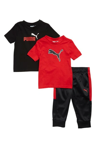 Shop Puma Kids' Two T-shirt & Joggers Jersey Tricot Outfit In Black