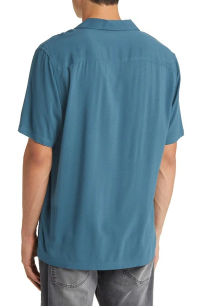 Shop Allsaints Venice Relaxed Fit Short Sleeve Button-up Camp Shirt In Jade Blue